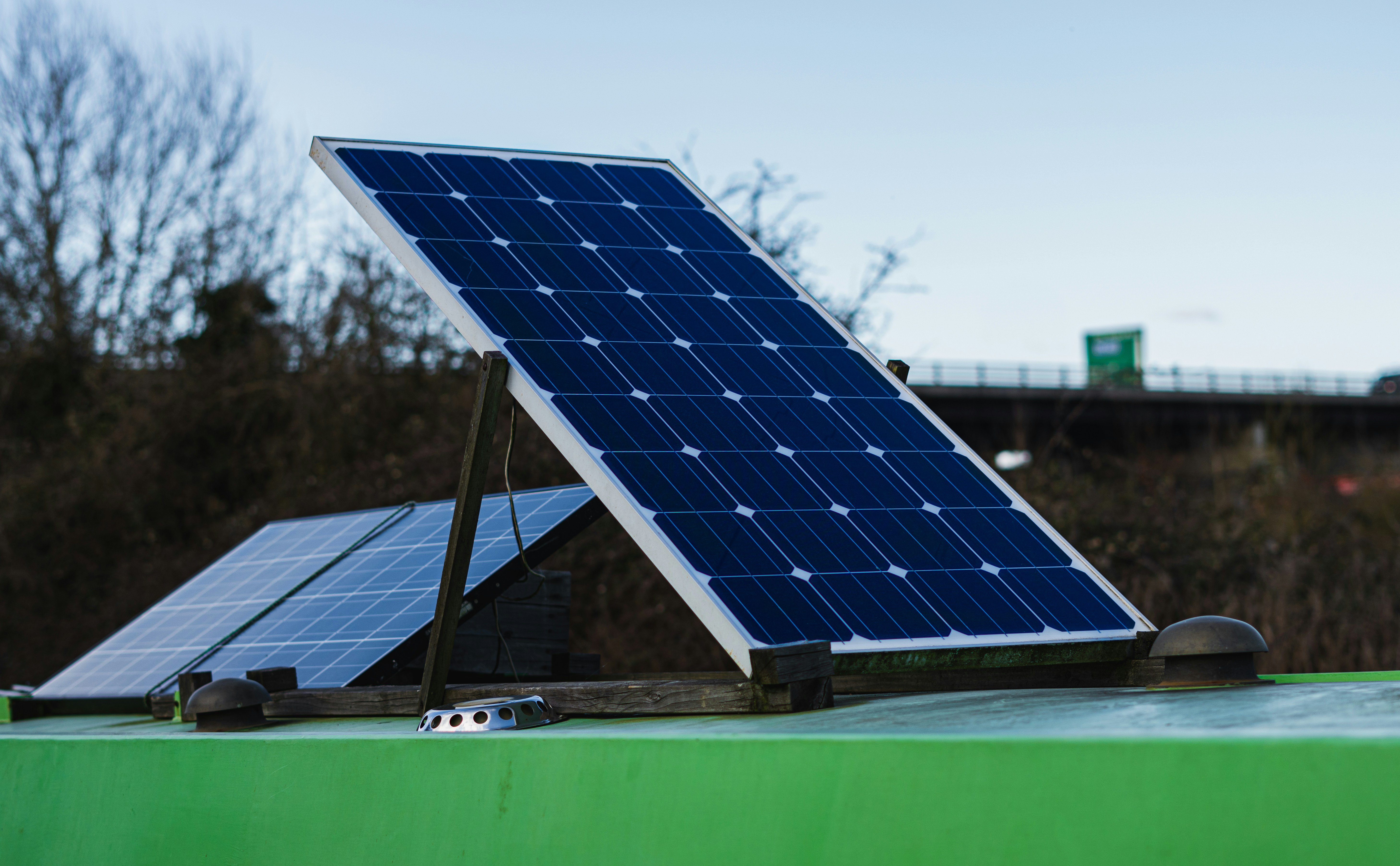 A big solar panel on top of a building 