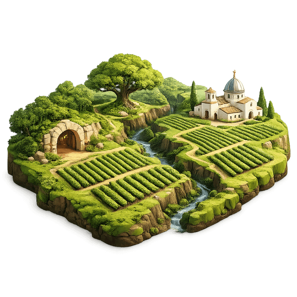 Artistic illustration of the Codru wine region.