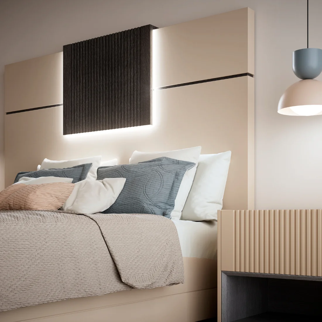 Shadows of curtains cast on an orange wall.