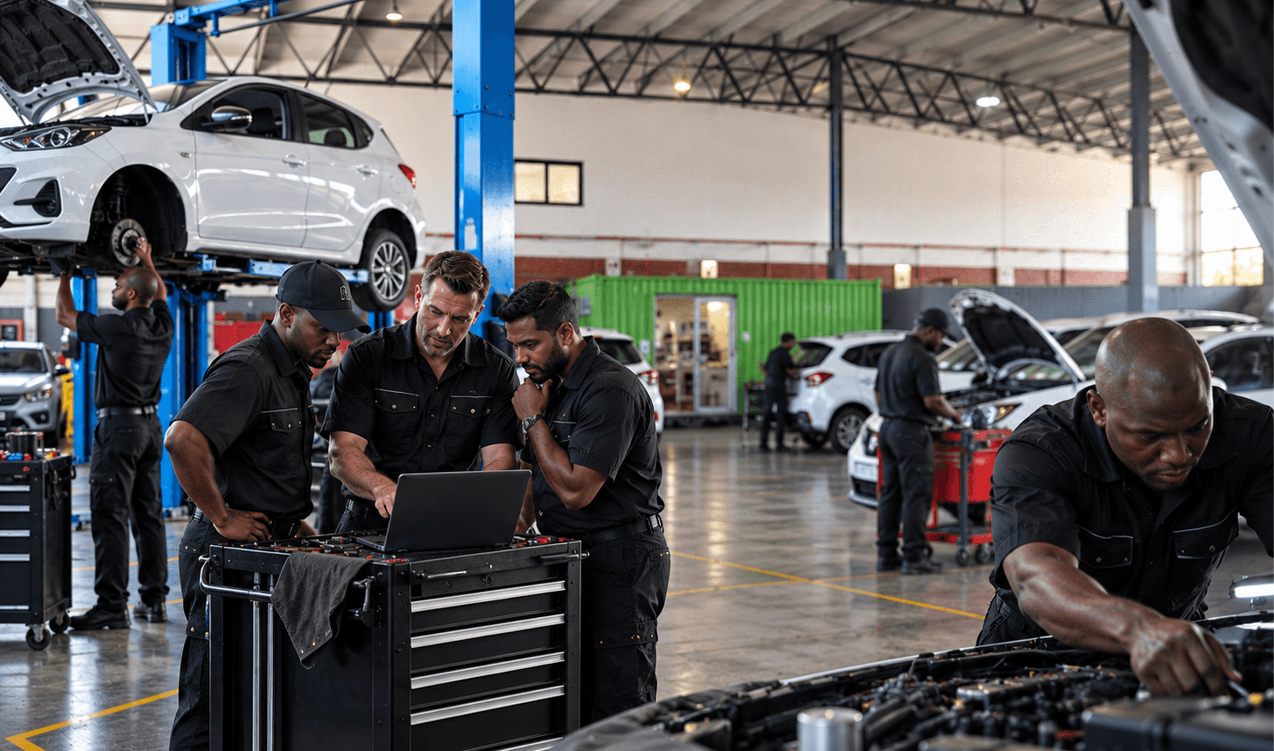 Black Wolf team in branded workwear