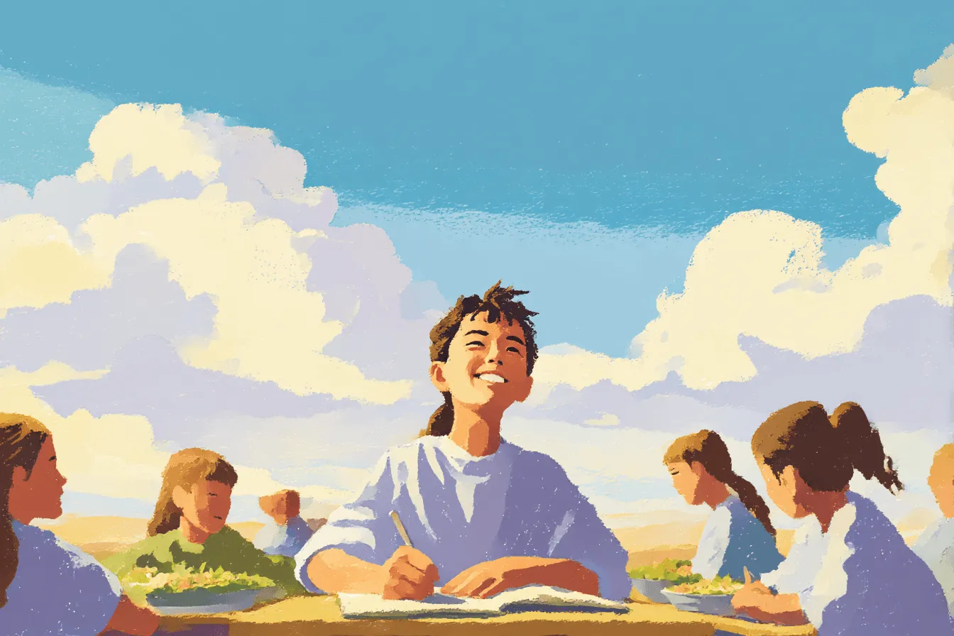 children having food
