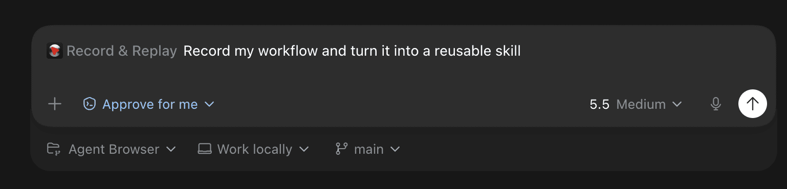Record and Replay tutorial prompt on Codex