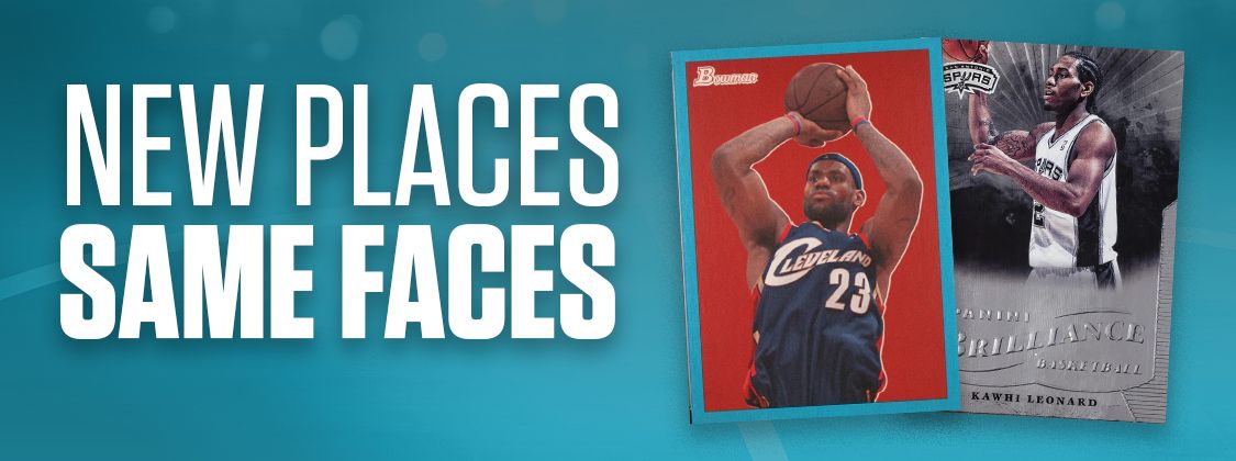 New Places, Same Faces banner with basketball trading cards.