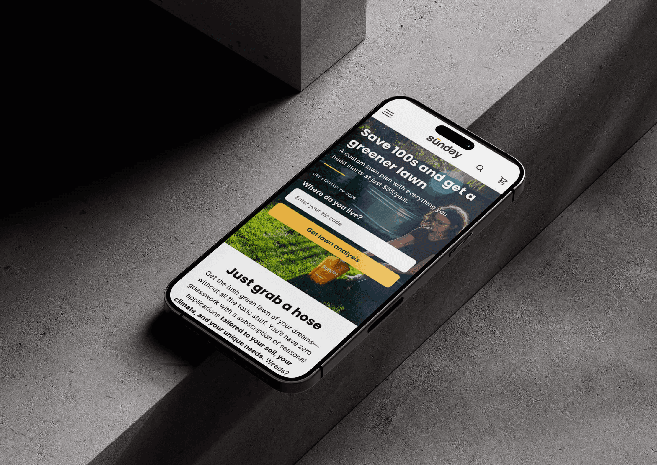 cell phone with lawn funnel home page