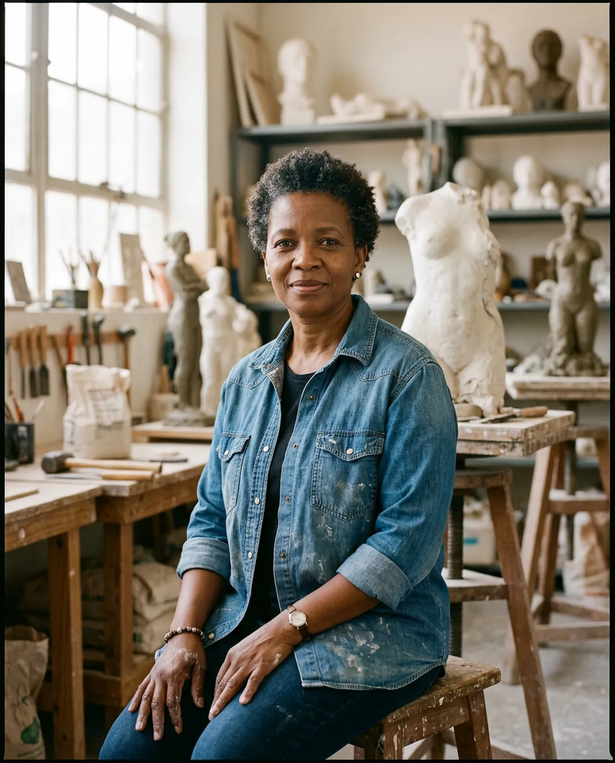 Portrait of Nomvula Dlamini in the studio