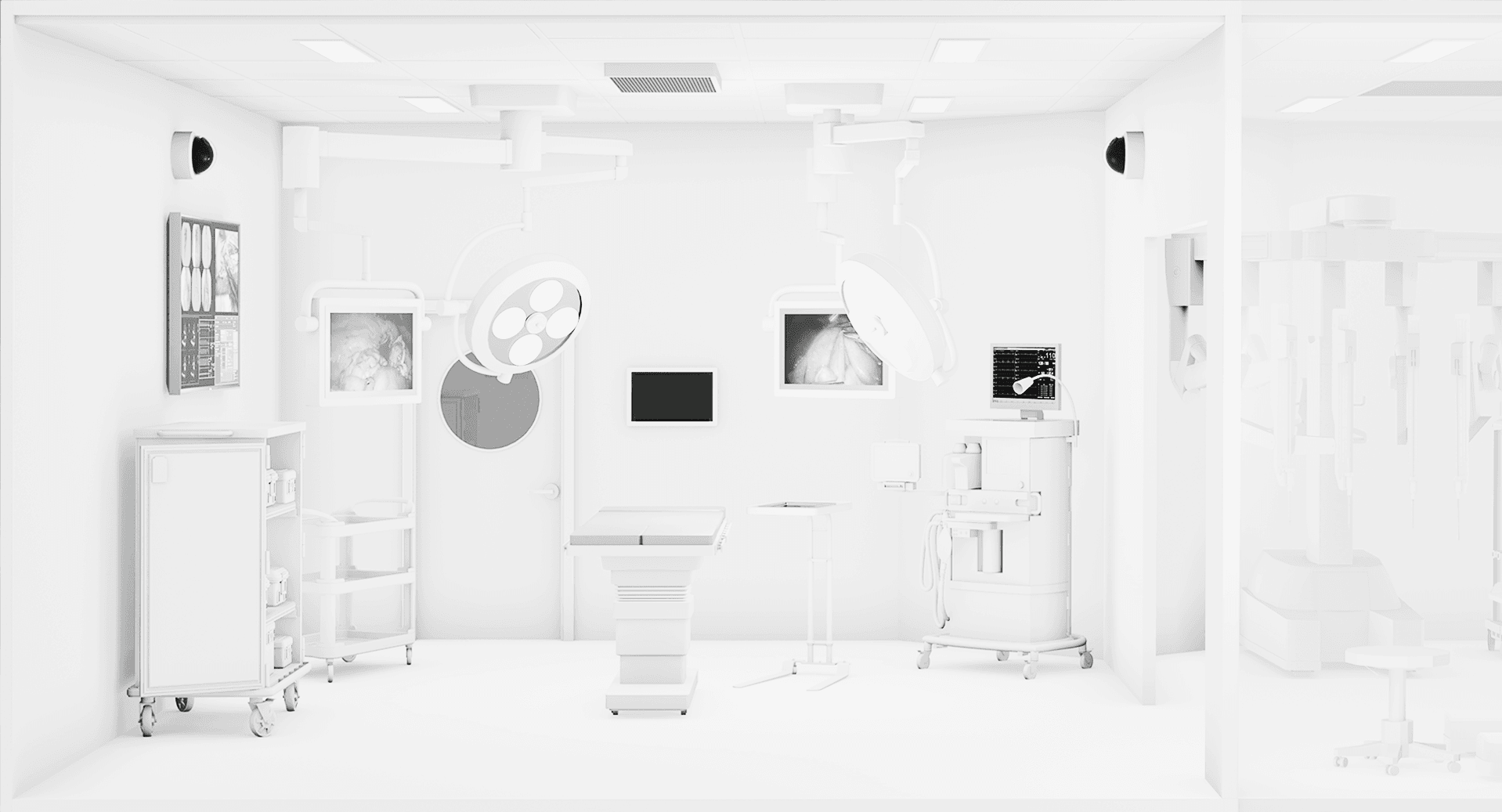 Cartoon depiction of an operating room