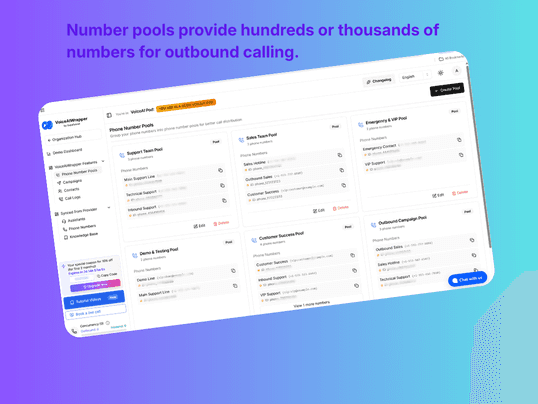 Retell wrapper split feature with built-in dialer for concurrent outbound lines, number pool at scale, and client self-serve campaign management | VoiceAIWrapper.