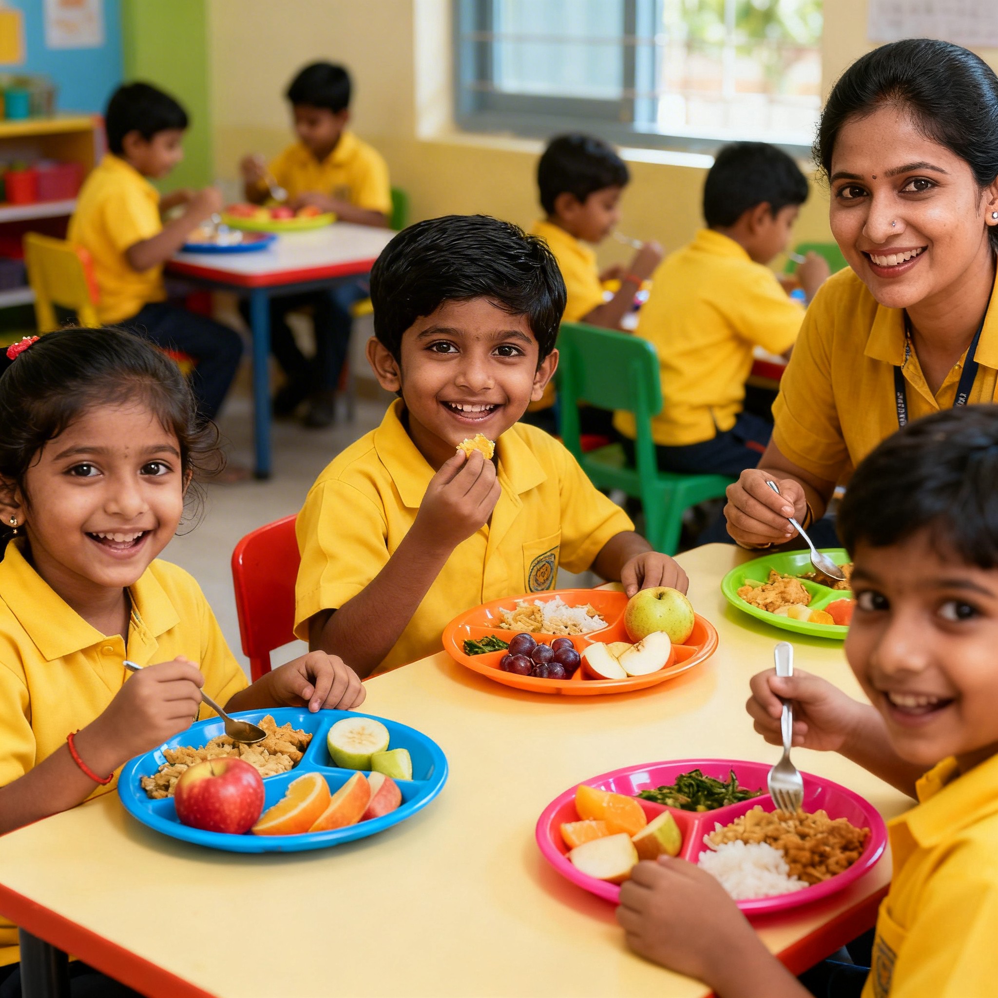 a group of children sitting on steps in front of a building