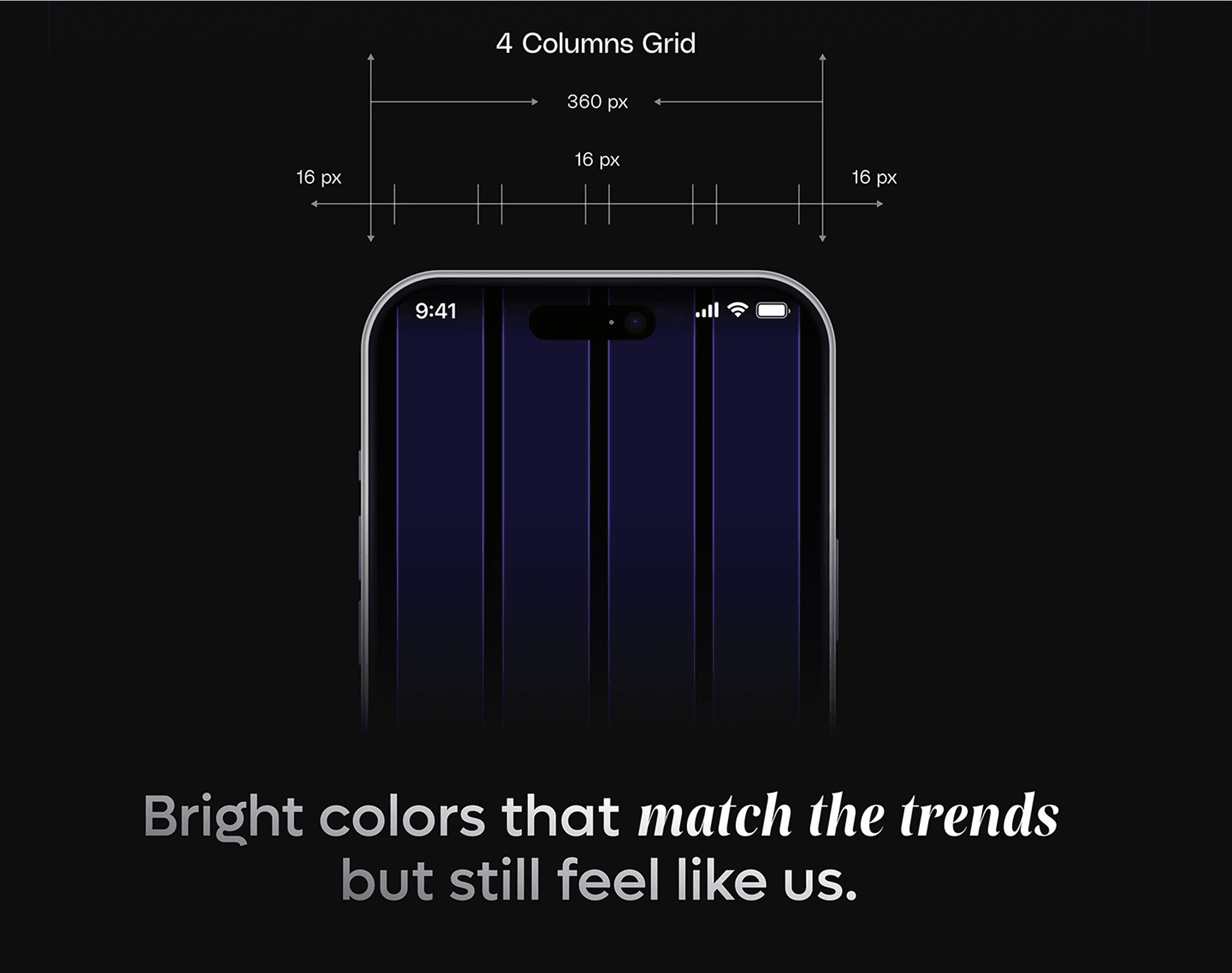 Graphic showing color options for a product, highlighting trendy colors. Text emphasizes matching hues.