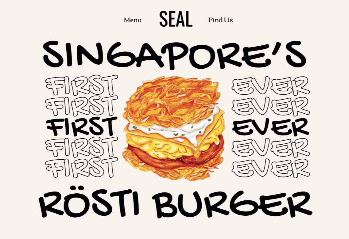 A 3-page website for a fresh cafe based in Singapore called Seal, that specialises in its rost-inspired food crafts.