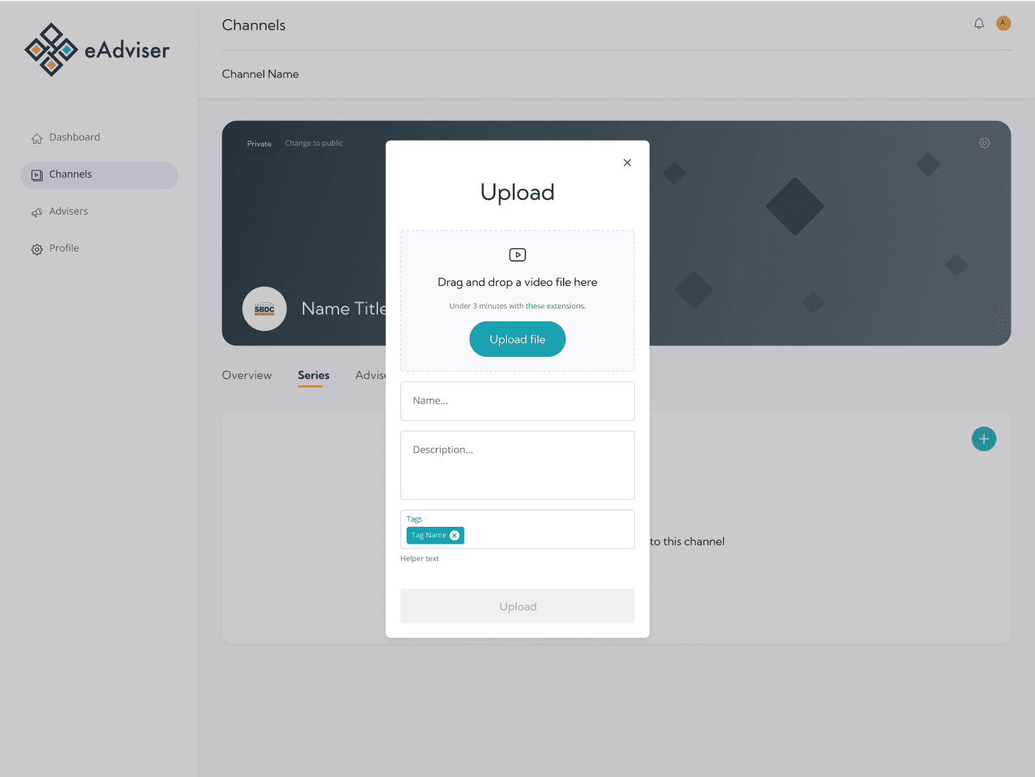 Creator channels upload pop up