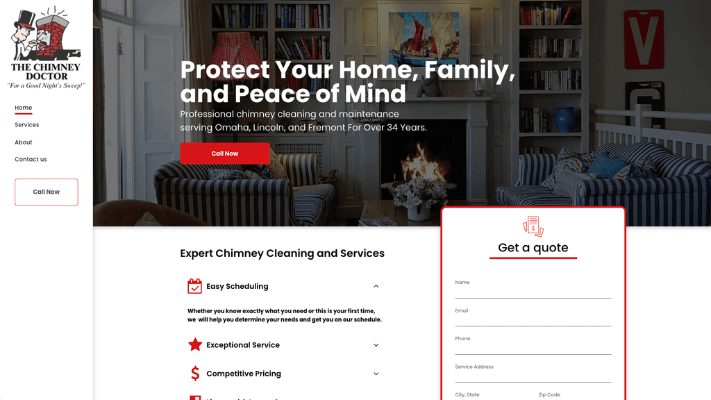 Chimney Doctor Omaha, NE Nebraska Webflow Design, Copywriting, and marketing strategy for small businesses. 