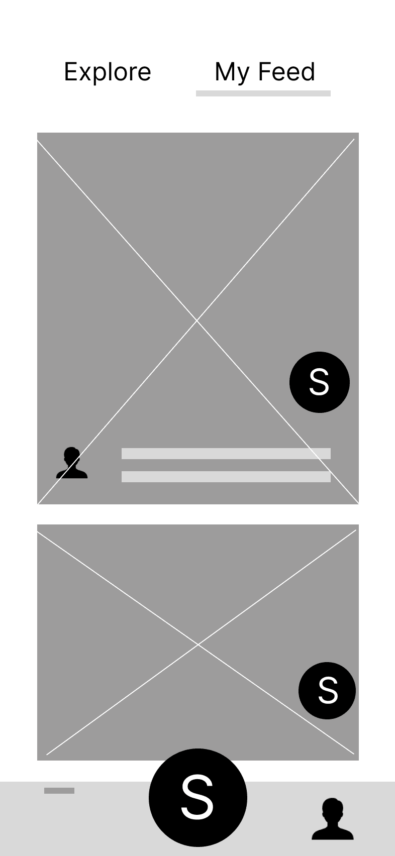 Skill Swap wire frame. Homescreen.