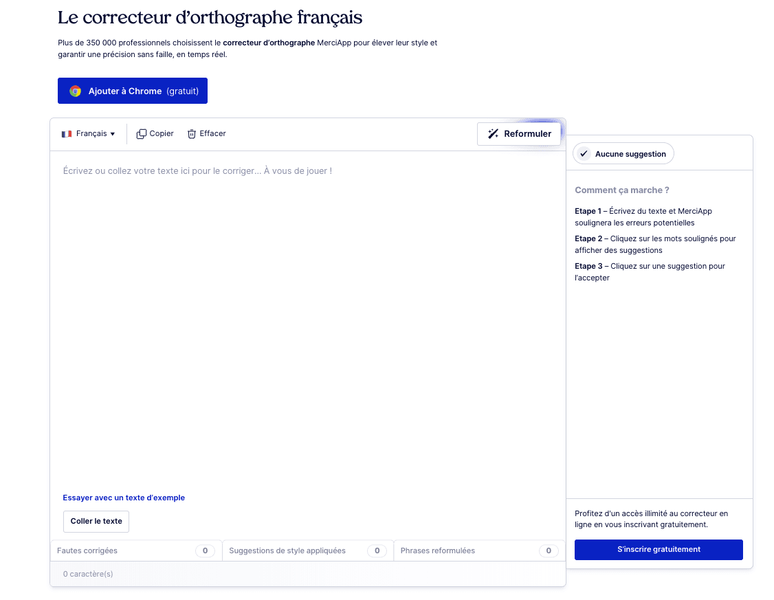 A screenshot showing the MerciApp UI