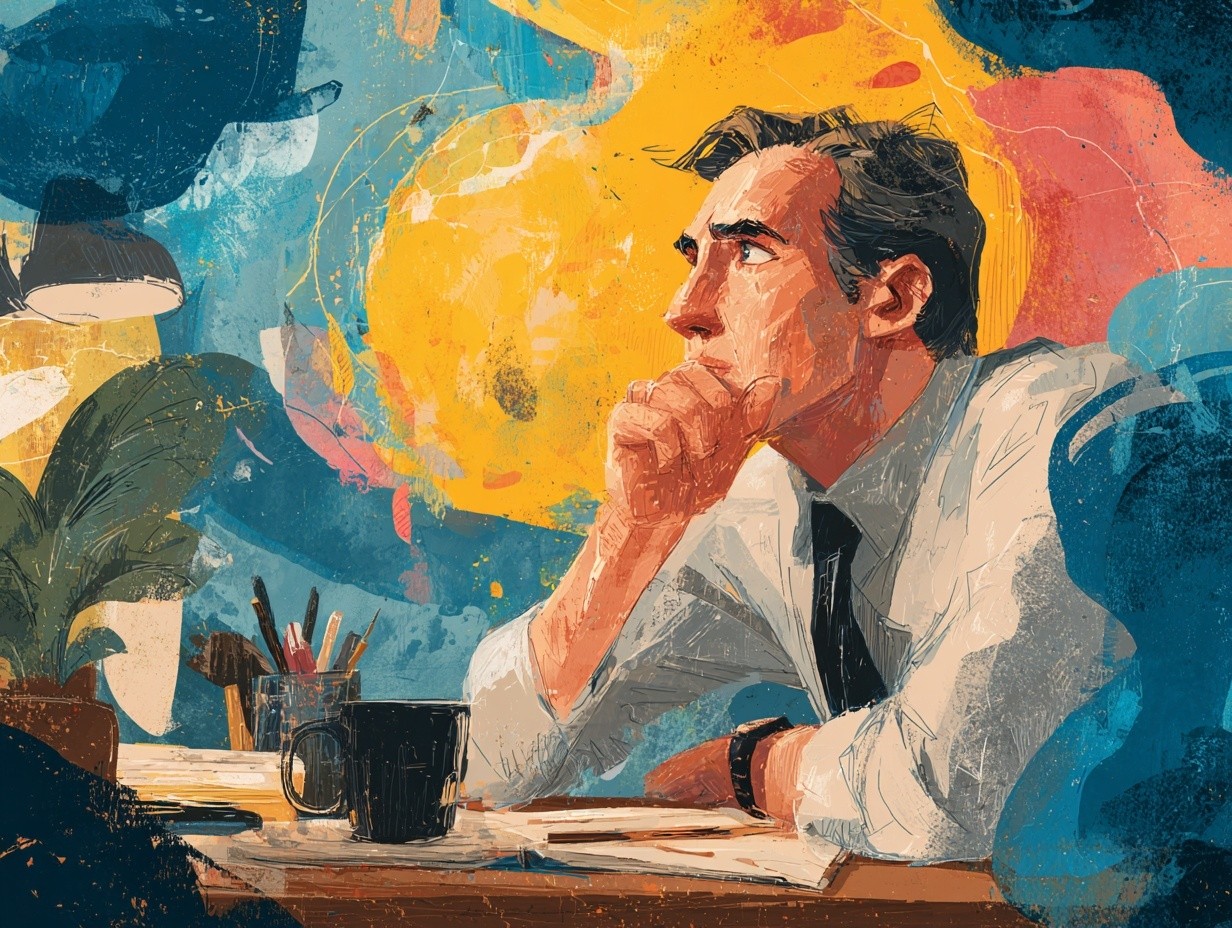 illustration of a business man thinking