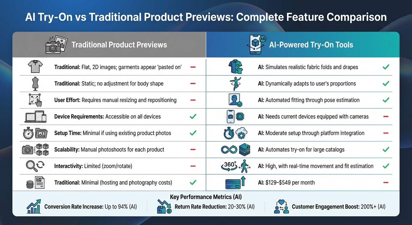 AI Try-On vs Traditional Product Previews: Feature Comparison Chart