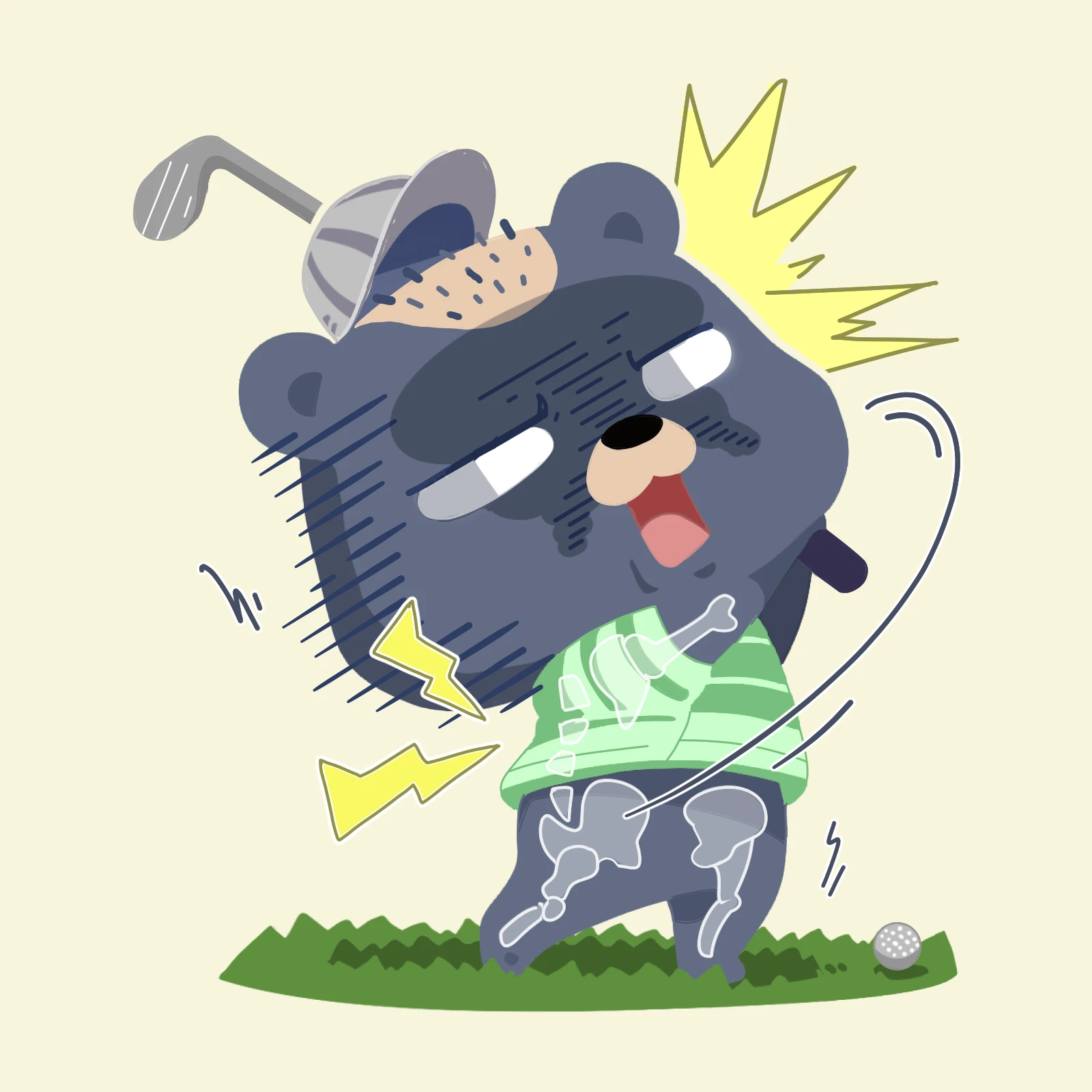 阿布熊打高爾夫閃到腰的插圖