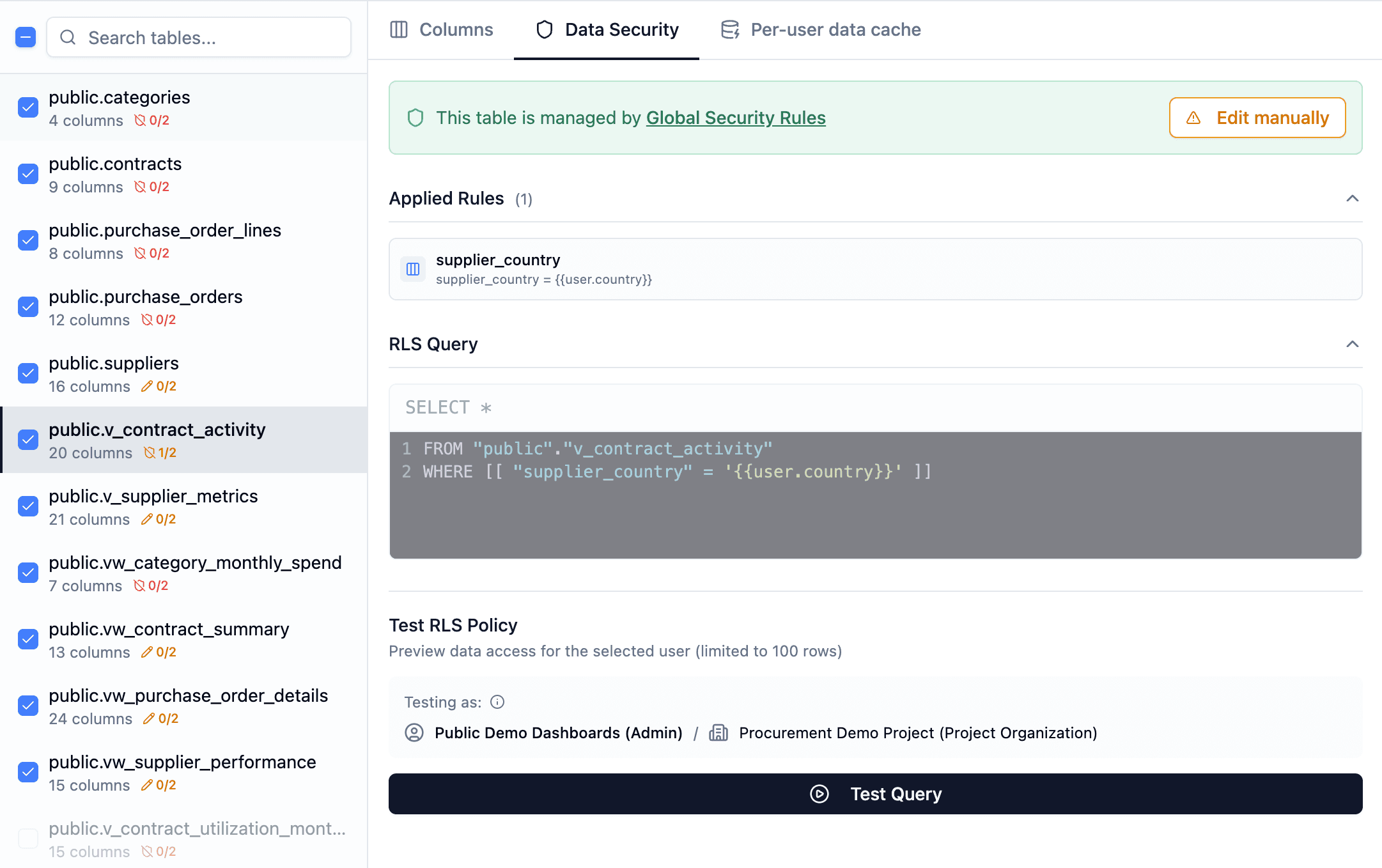Upsolve Row-Level Security