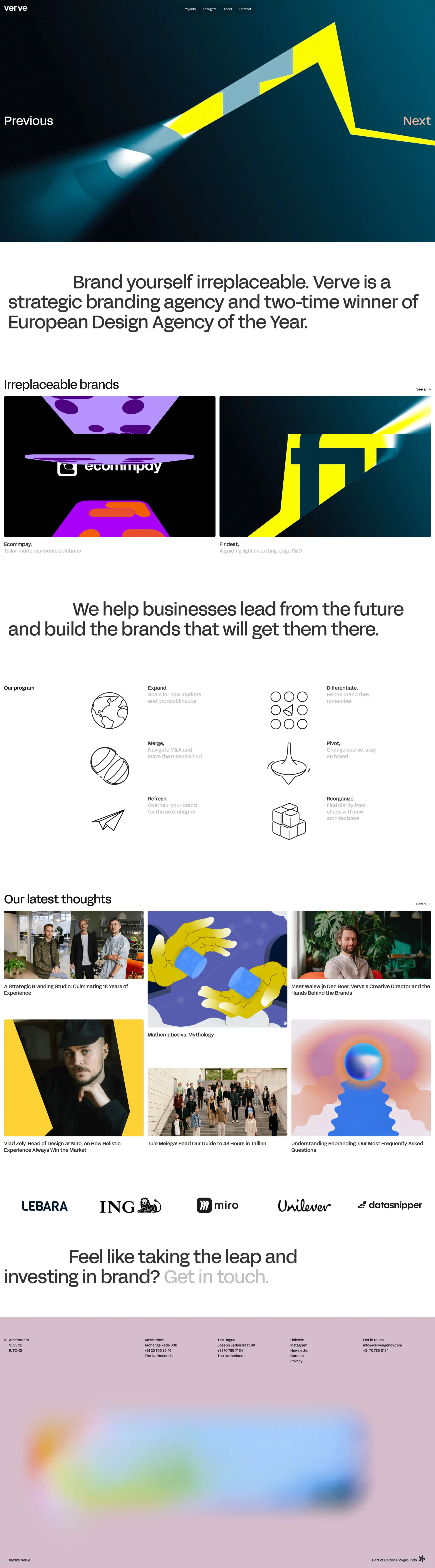 Verve is a strategic branding agency and portfolio page screenshot showcasing Advertising and Design design