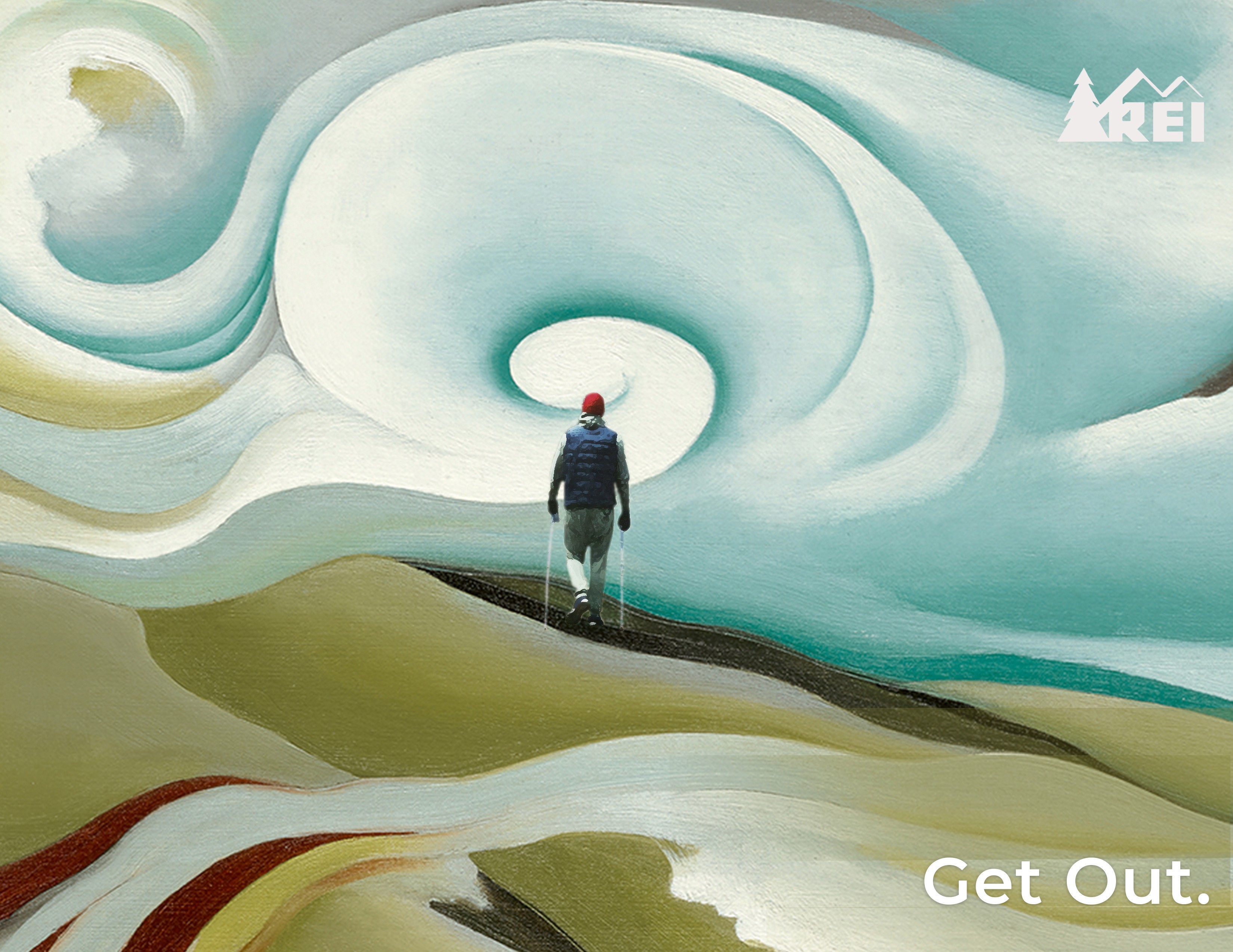 Ad 2: Features a mountainous landscape with a woman practicing yoga and the tagline “Opt Outside”