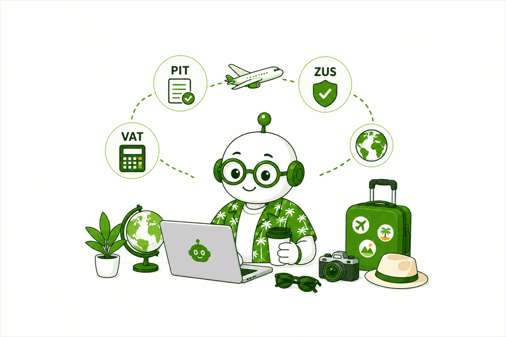 praca zdalna za granicą a polskie podatki ilustracja robot
