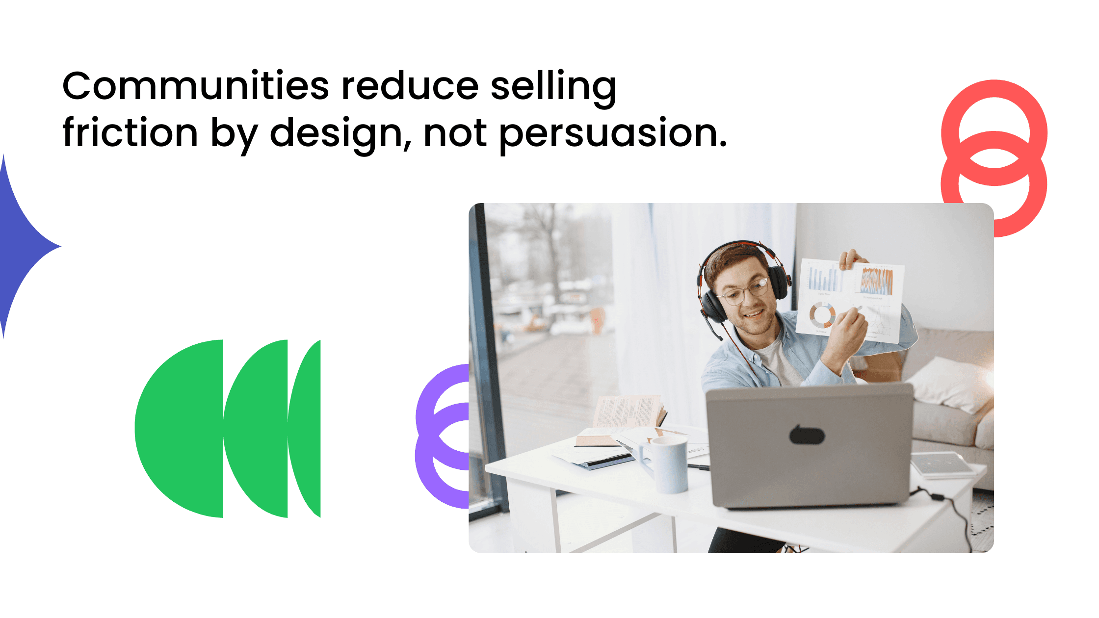 Coach on video call shows how communities reduce selling friction through trust and design.