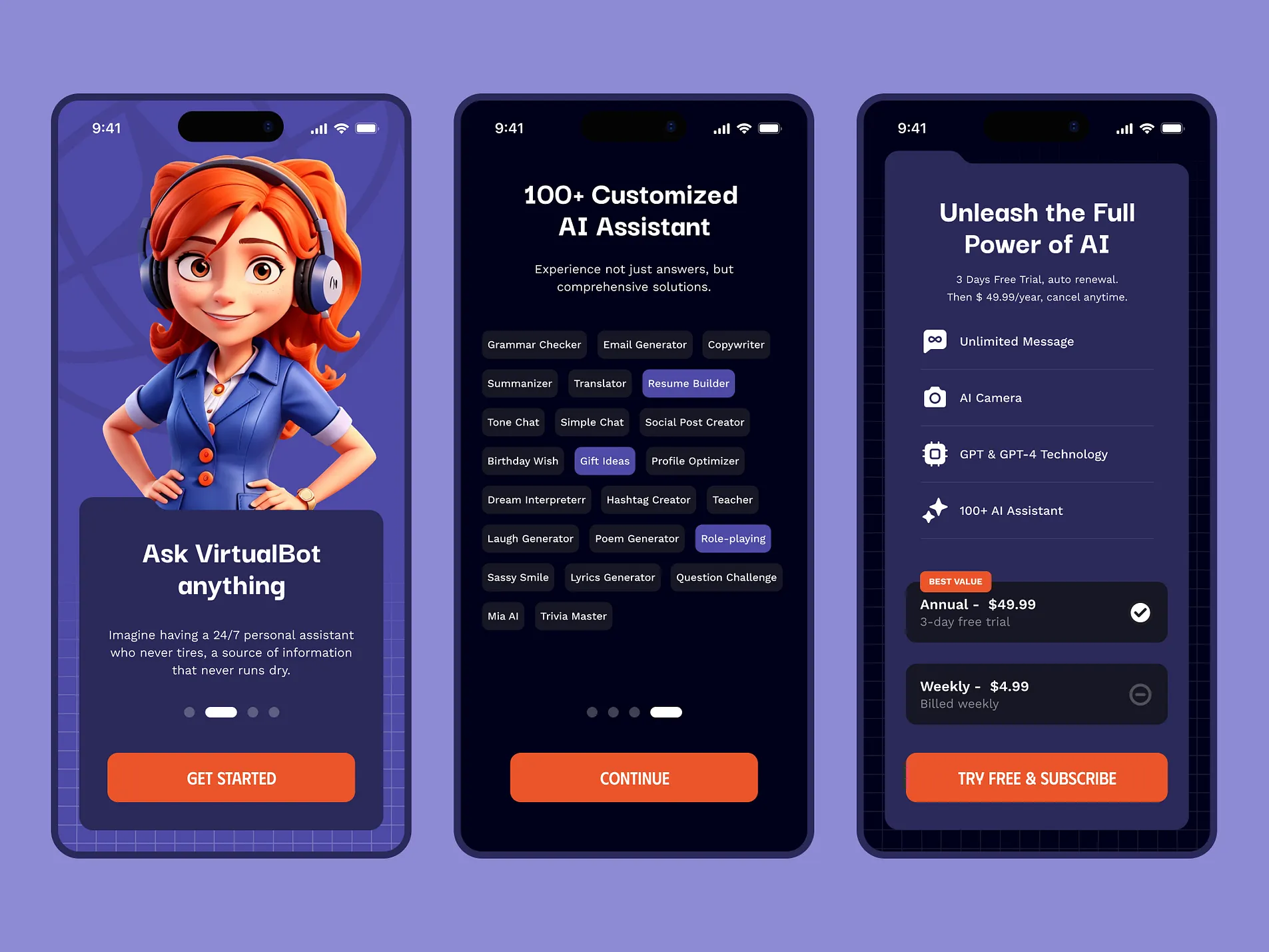 Image of Virtual Bot Mobile App Design