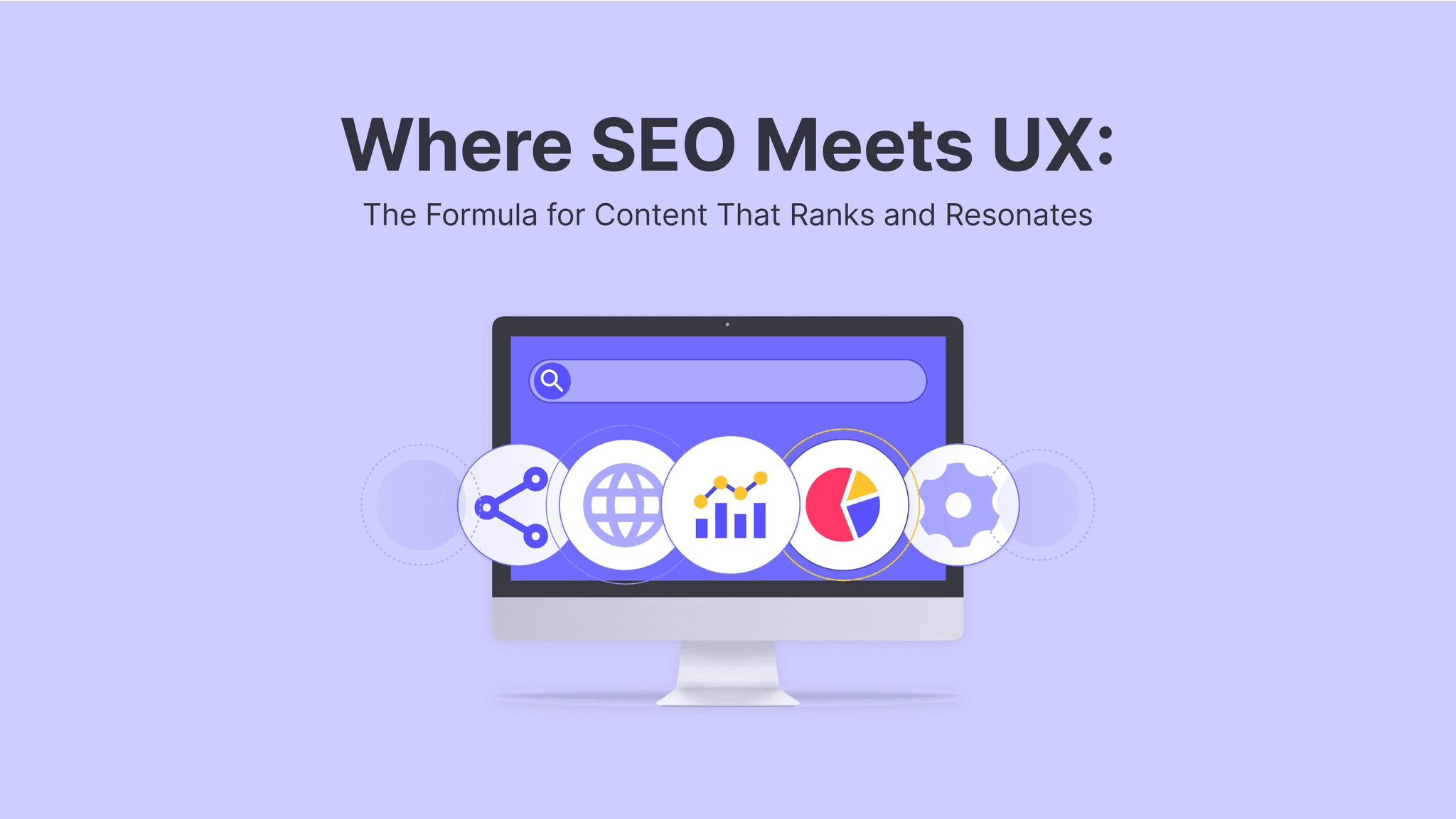Cover elements highlights where user testing and seo connects through the impact of different performance indicators, leading to the core message of the article that shows how good ux and seo synergize