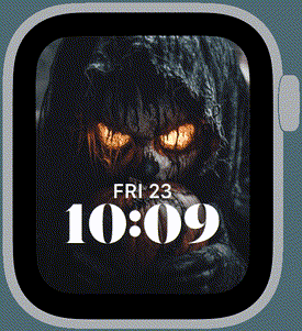 Halloween Terror Apple Watch face with eerie high-contrast horror styling