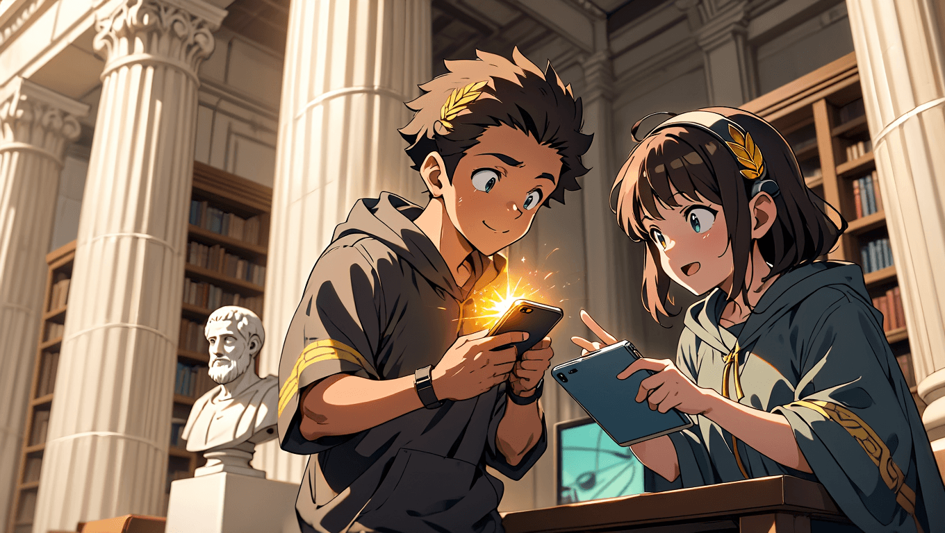 Students happily studying together