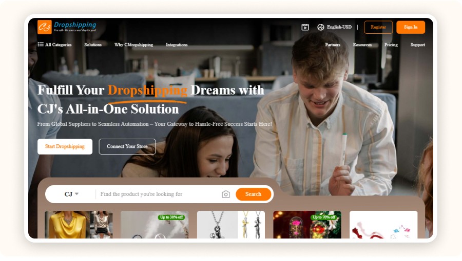 CJdropshipping homepage