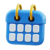 Free 3D calendar icon in blue and gold