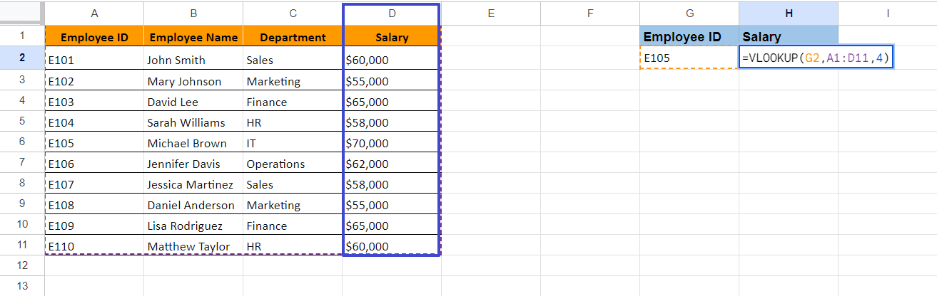 Lookup Table Range