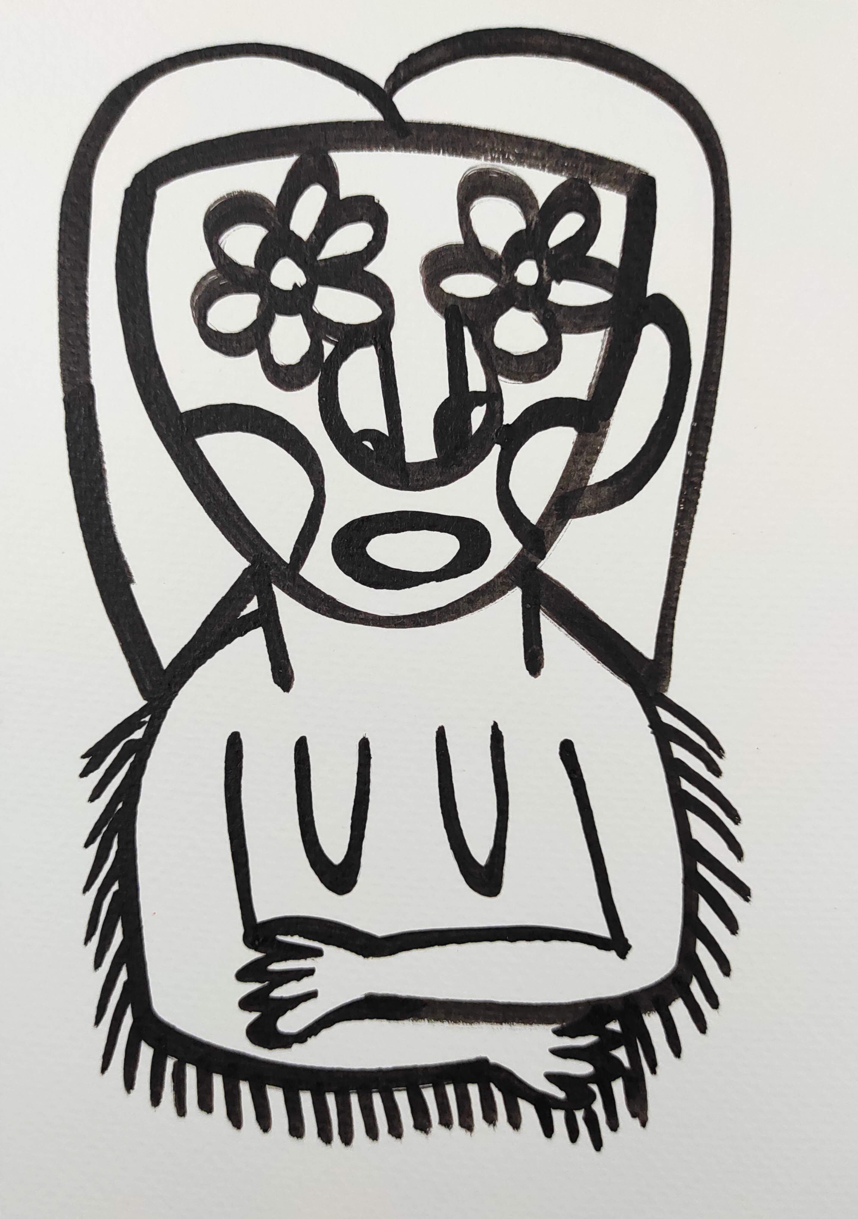 herd of sheep on road painting