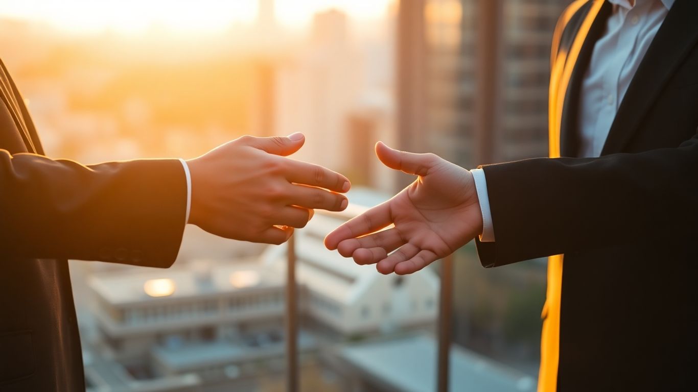Handshake symbolizing trust and partnership in business.
