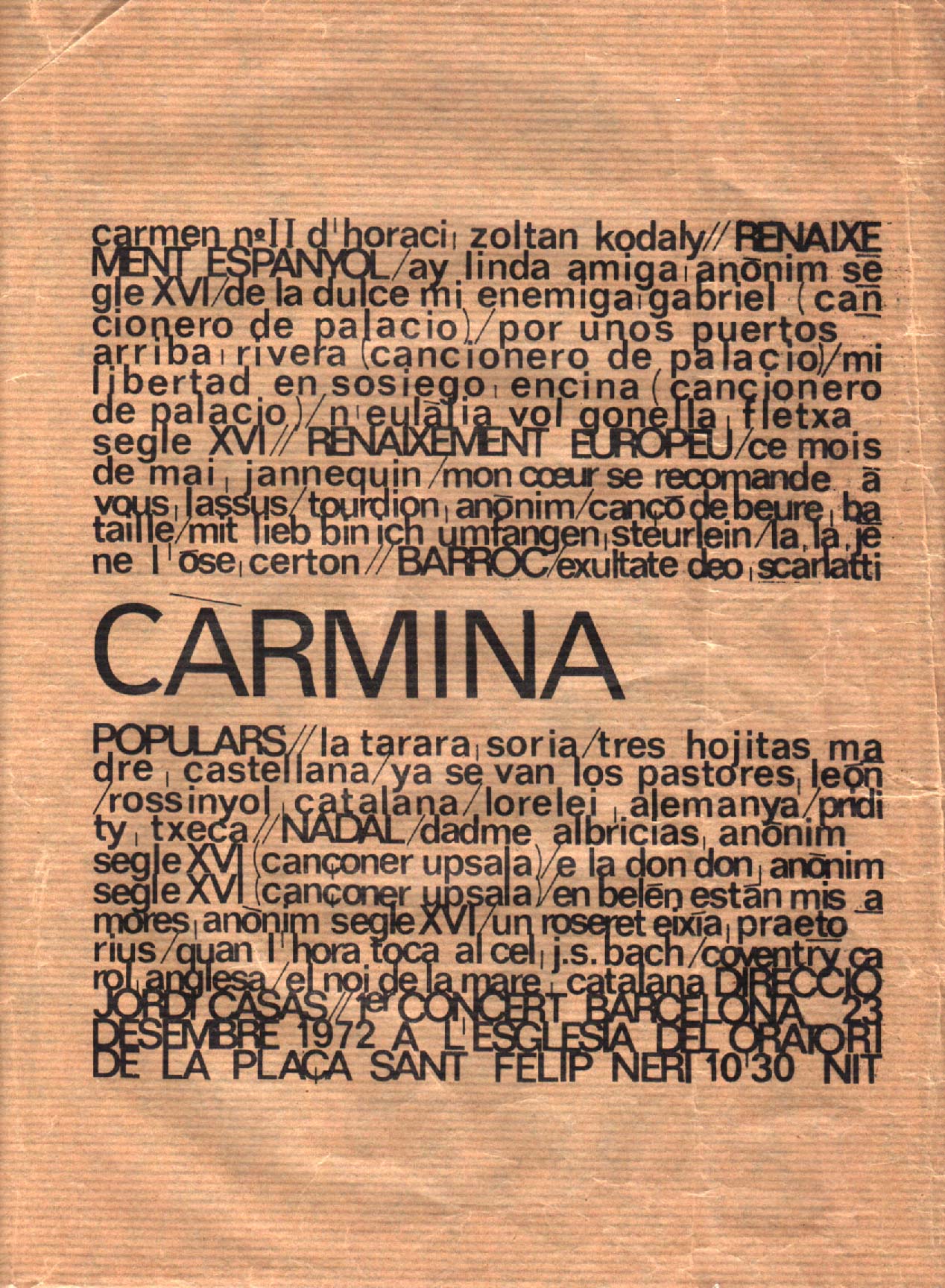 Primer programa Concert Coral Càrmina