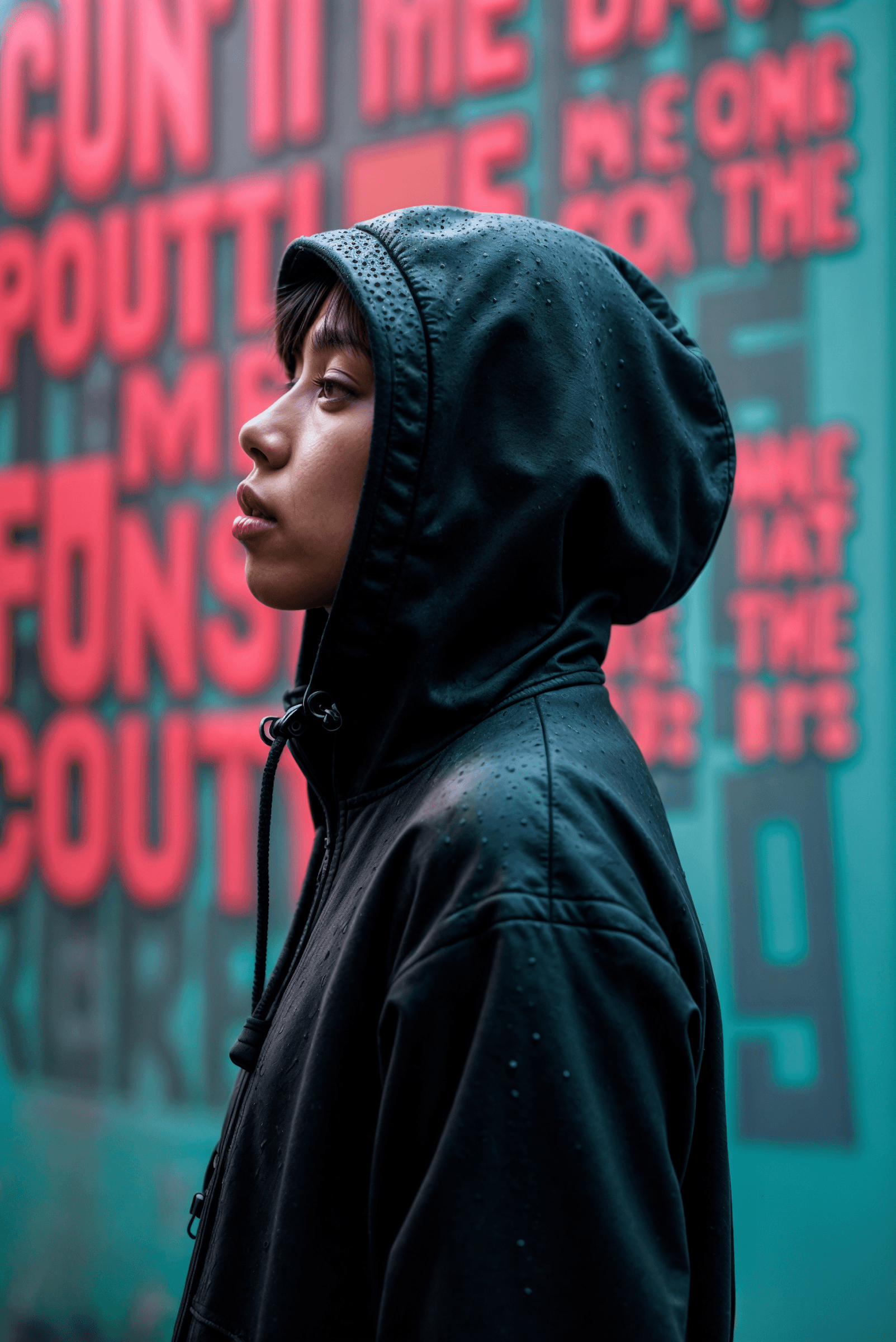 woman face in the hood
