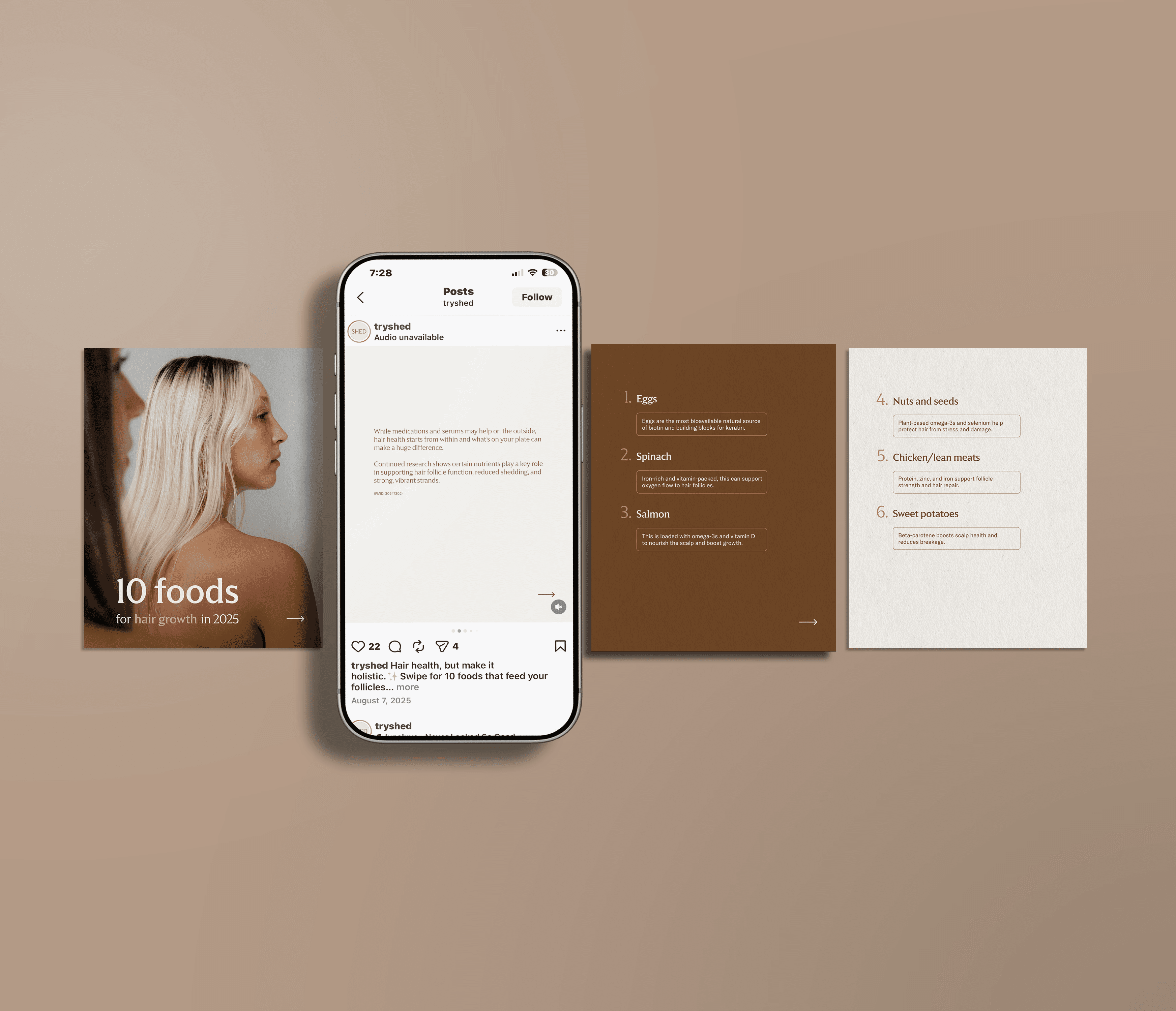 Social media carousel "10 foods for hair growth"