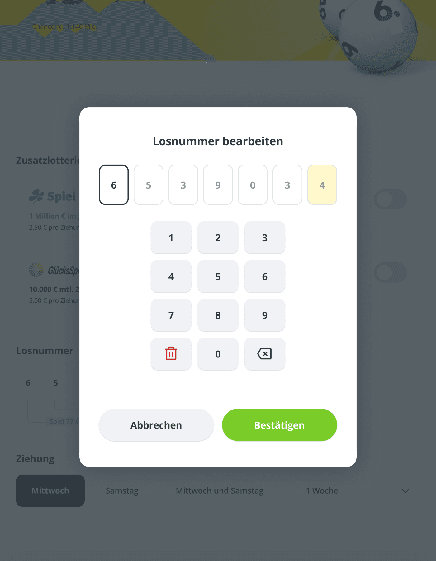 Self Service Terminal Overlay Ansicht