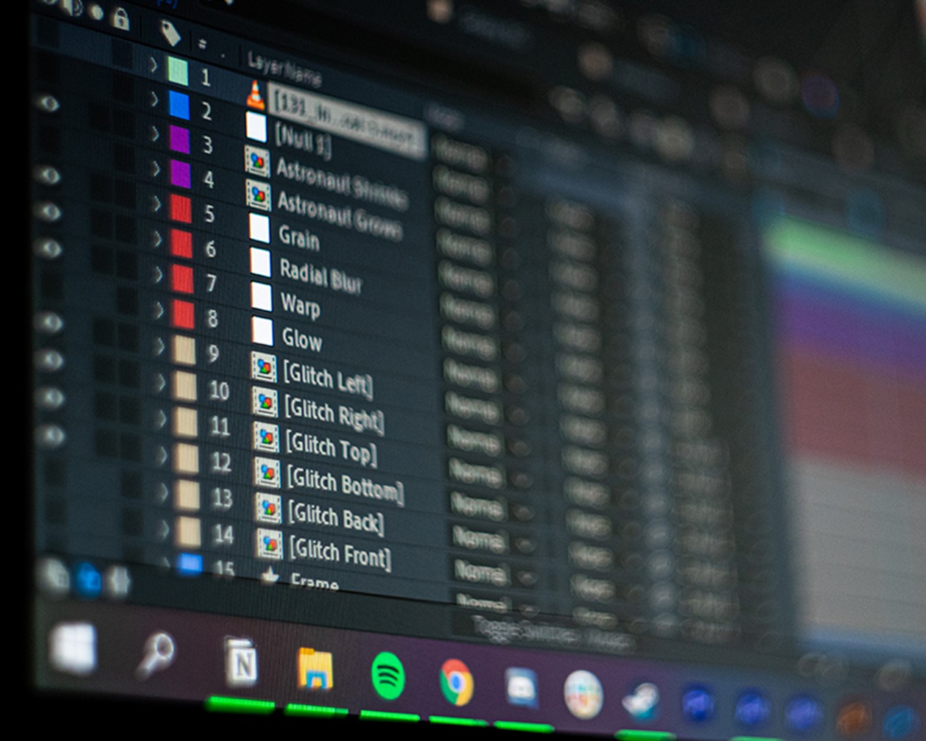 A screenshot of a layer stack in Adobe After Effects
