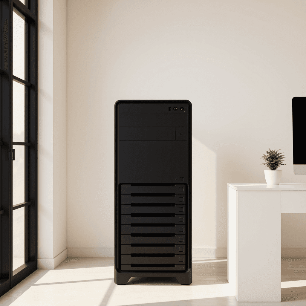 product photography of desktop computer tower