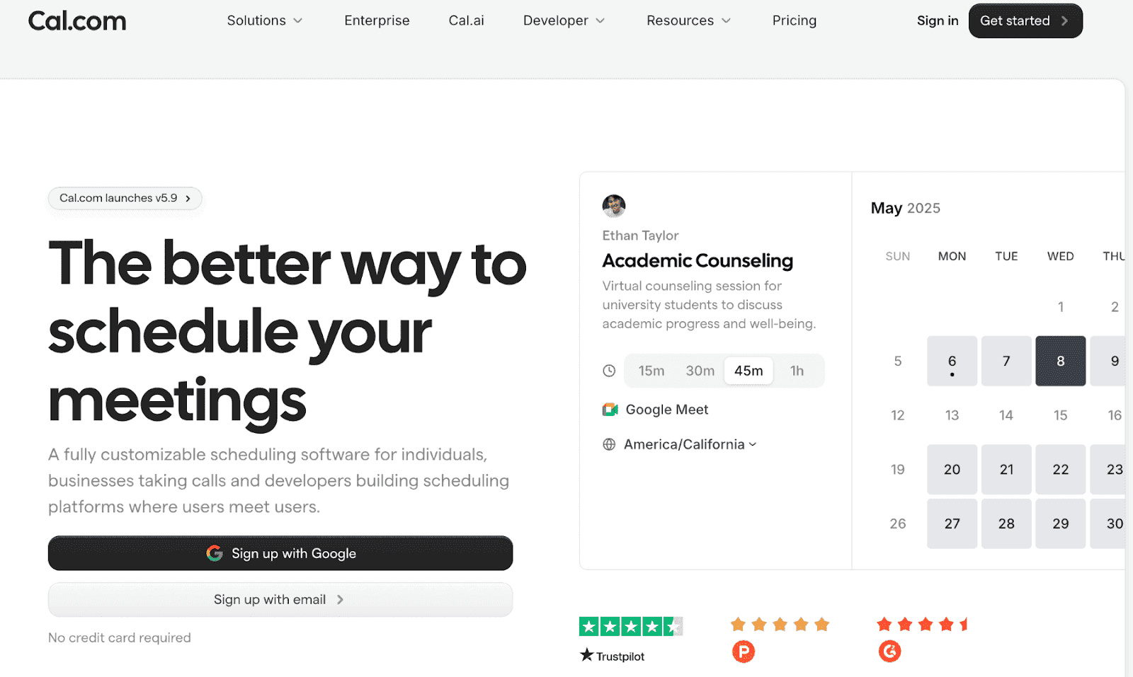 Home page screenshot of Cal.com