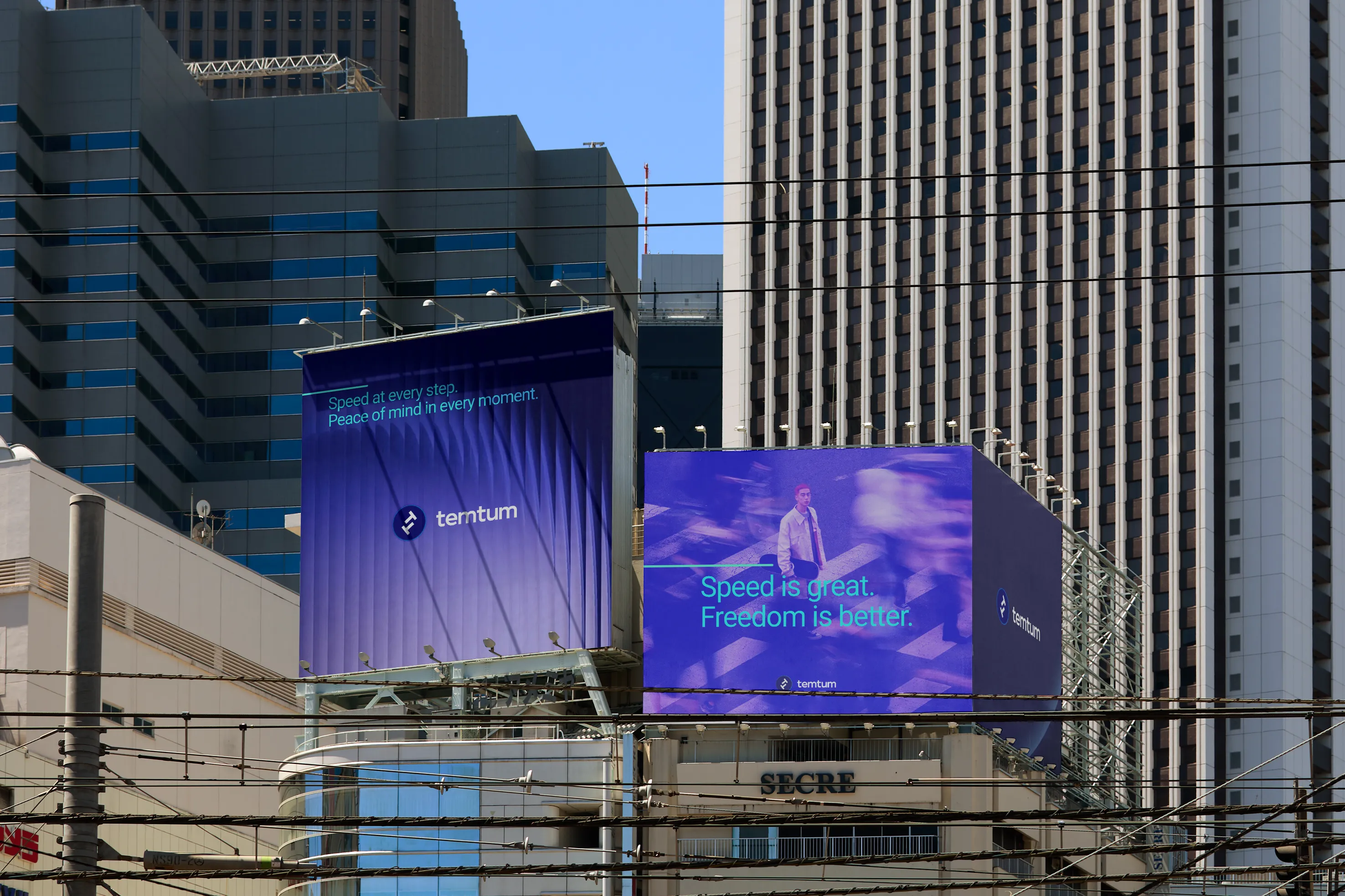 Temtum branding Cryptocurrency Multiple ads OOH