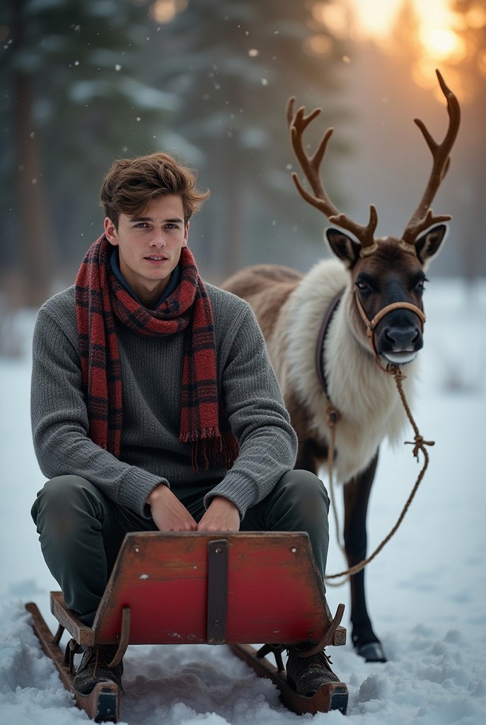 christmas man with deer