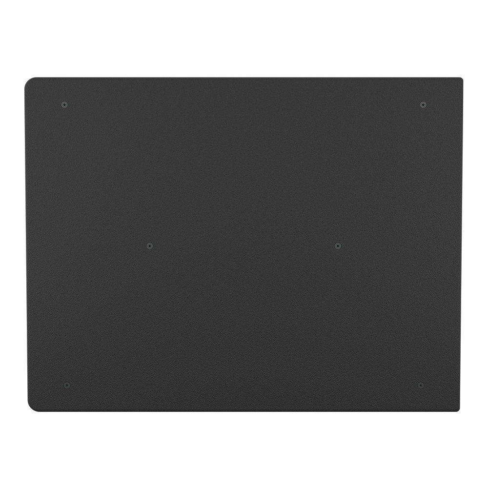 Black rectangular panel with four circular indentations.
