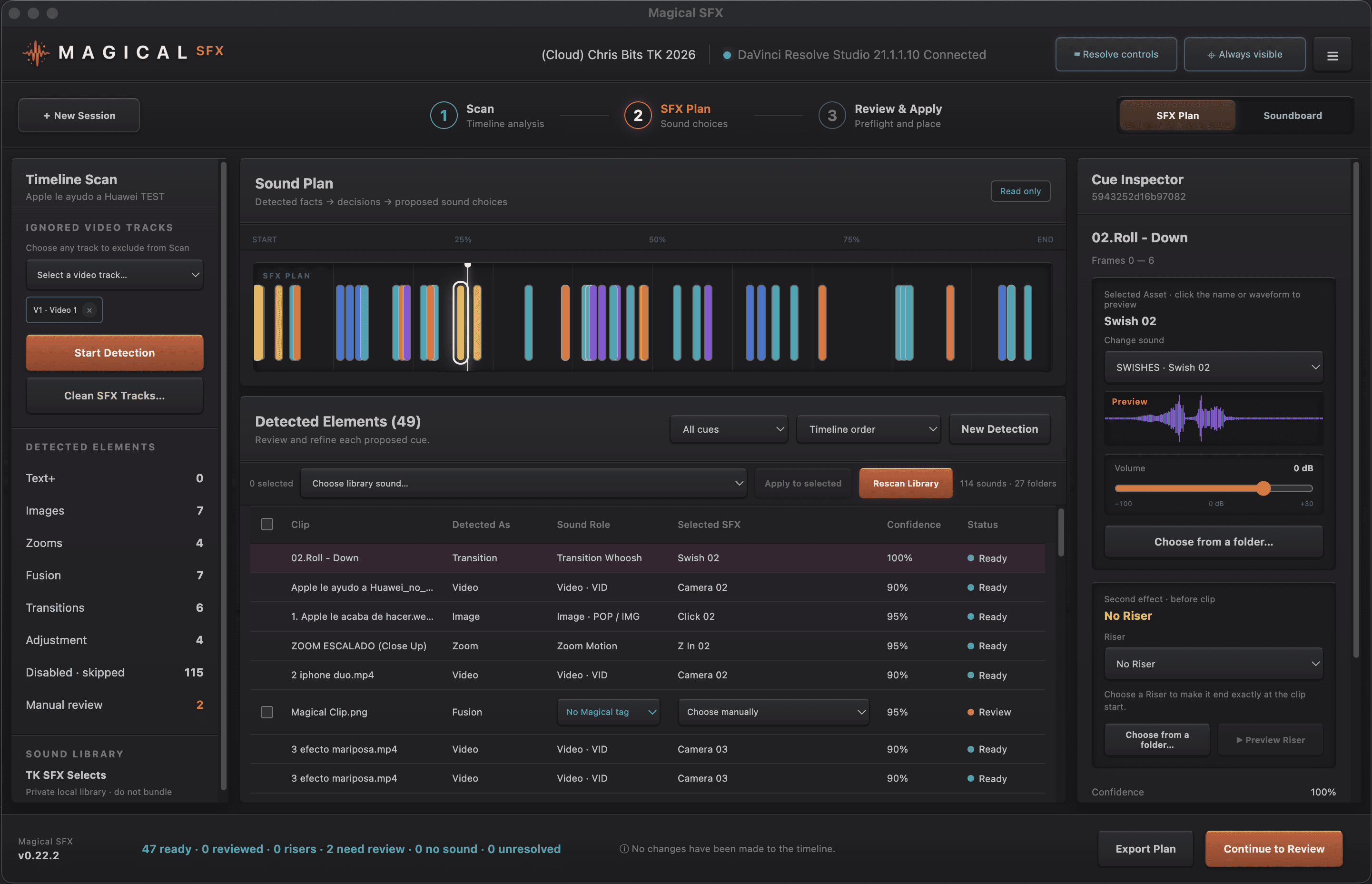 Magical SFX interface