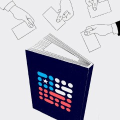 Portada de ¿Una Constitución democrática?, documento de debate constitucional de IdeaPaís, mostrando un borrador de la propuesta de texto constitucional con manos alrededor que sostienen papeles.