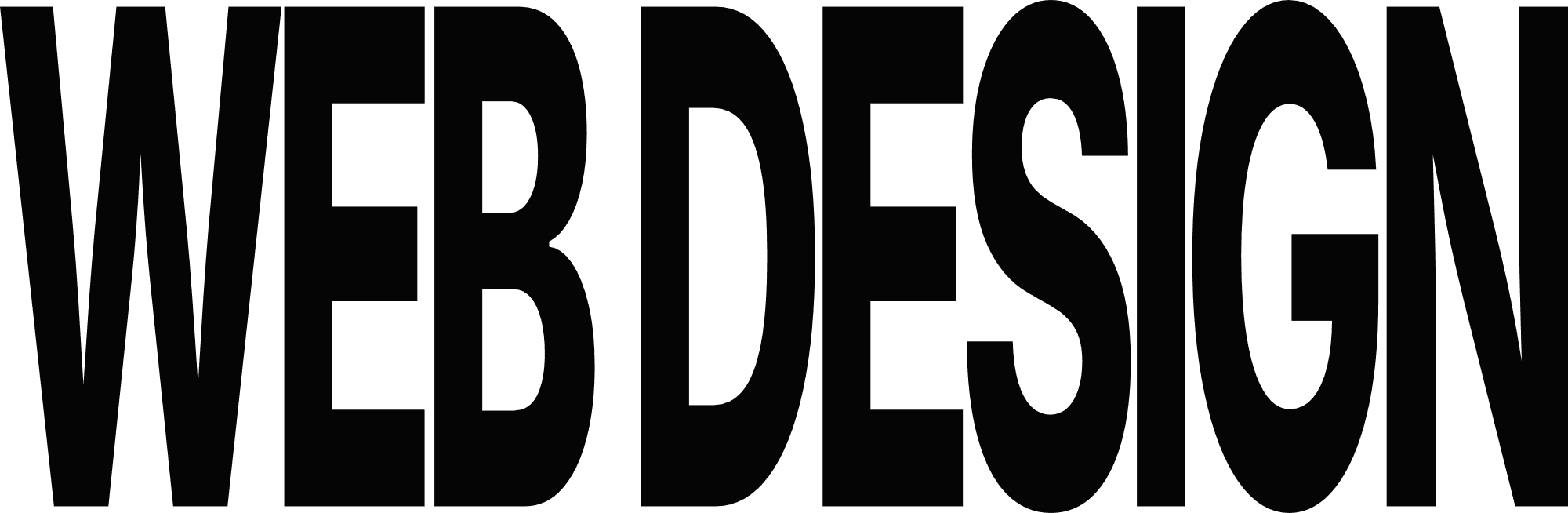 The words "WEB DESIGN" in a bold, stretched, condensed sans-serif typeface.
