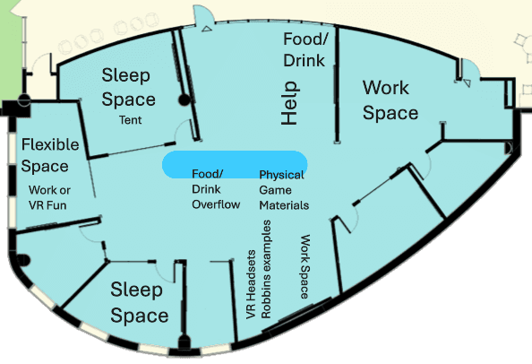 Rough floor plan for Studio X
