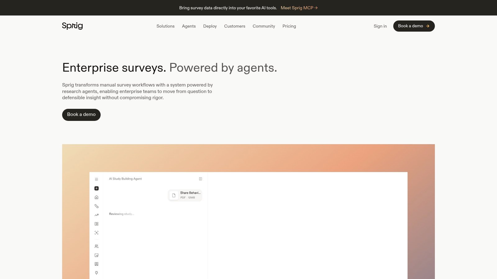 Sprig homepage screenshot